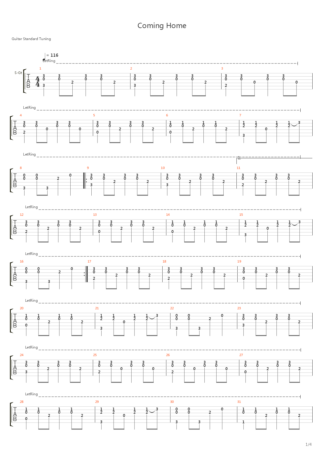 Coming Home吉他谱