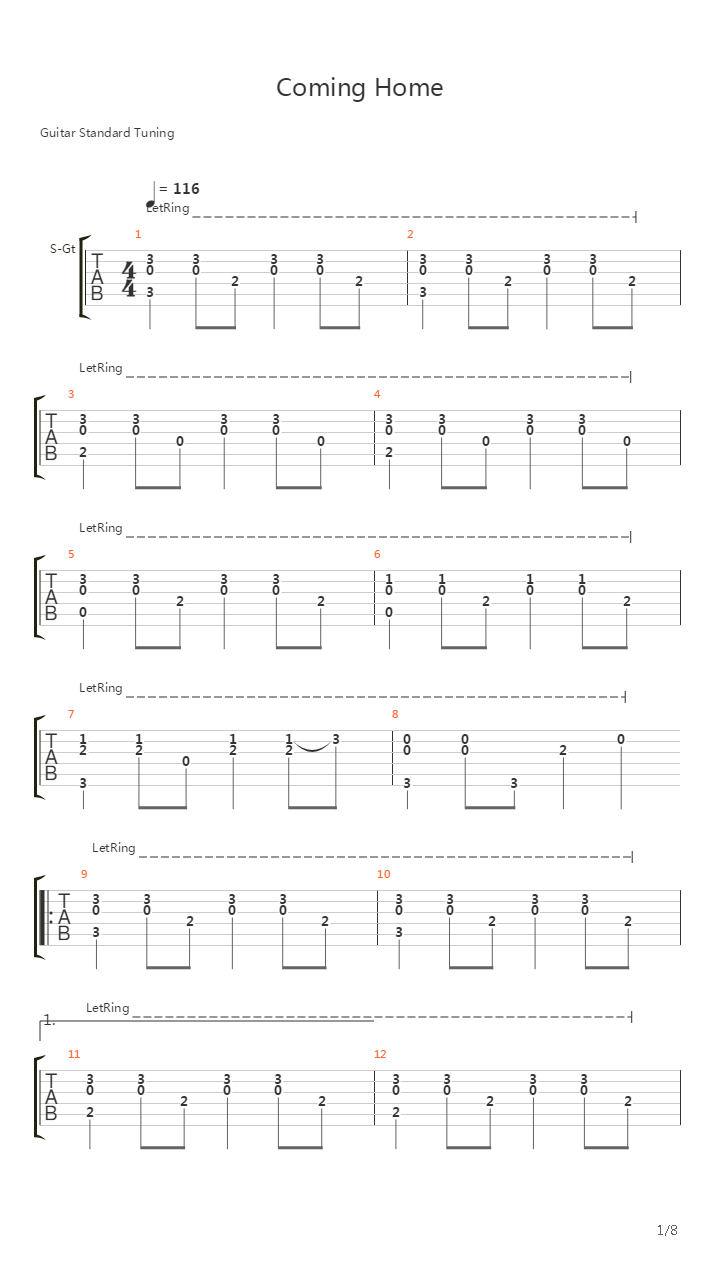 Coming Home吉他谱