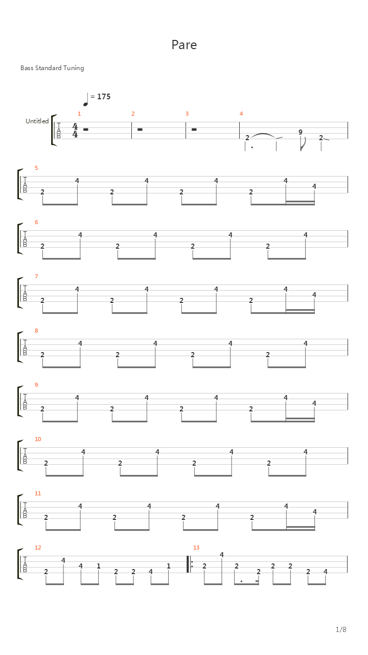 Pare吉他谱