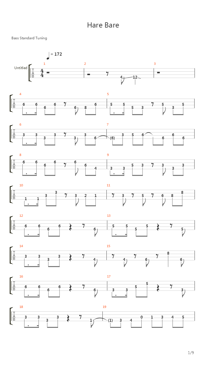 Hare Bare吉他谱