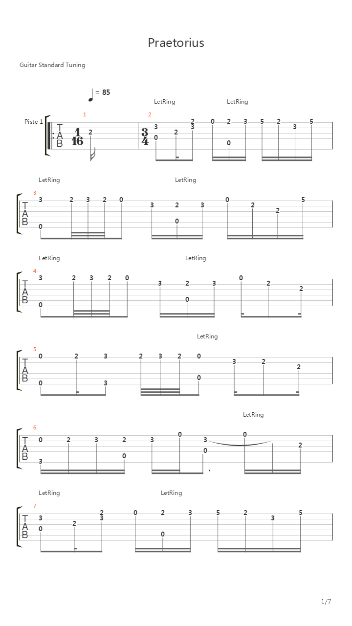 Praetorius吉他谱