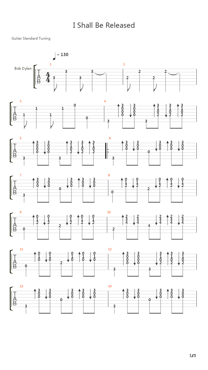 I Shall Be Released吉他谱