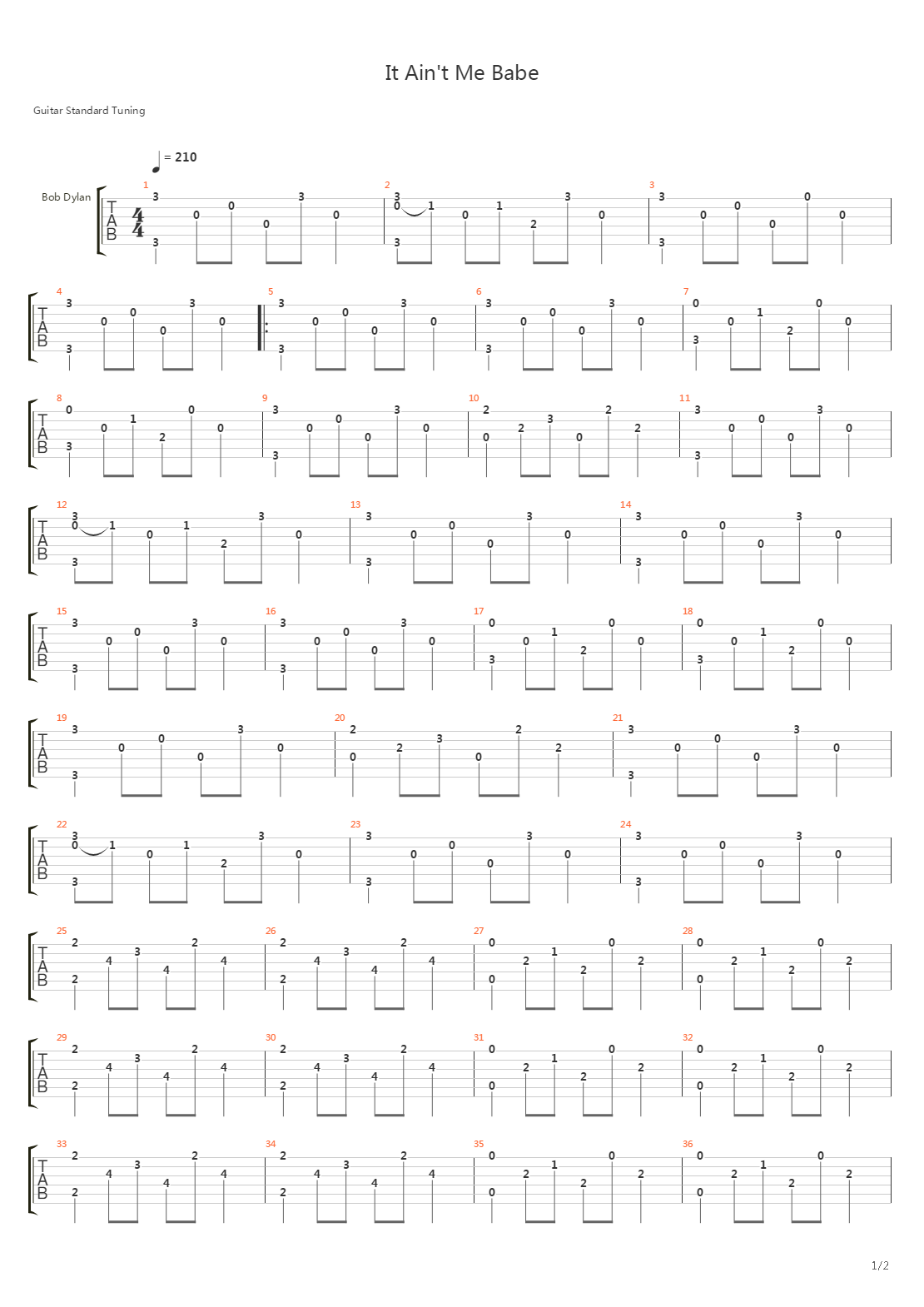 It Aint Me Babe吉他谱