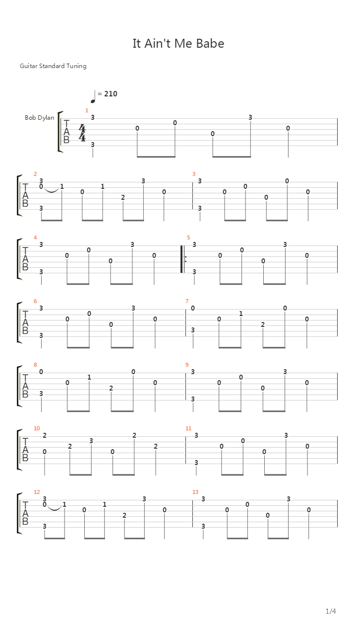 It Aint Me Babe吉他谱