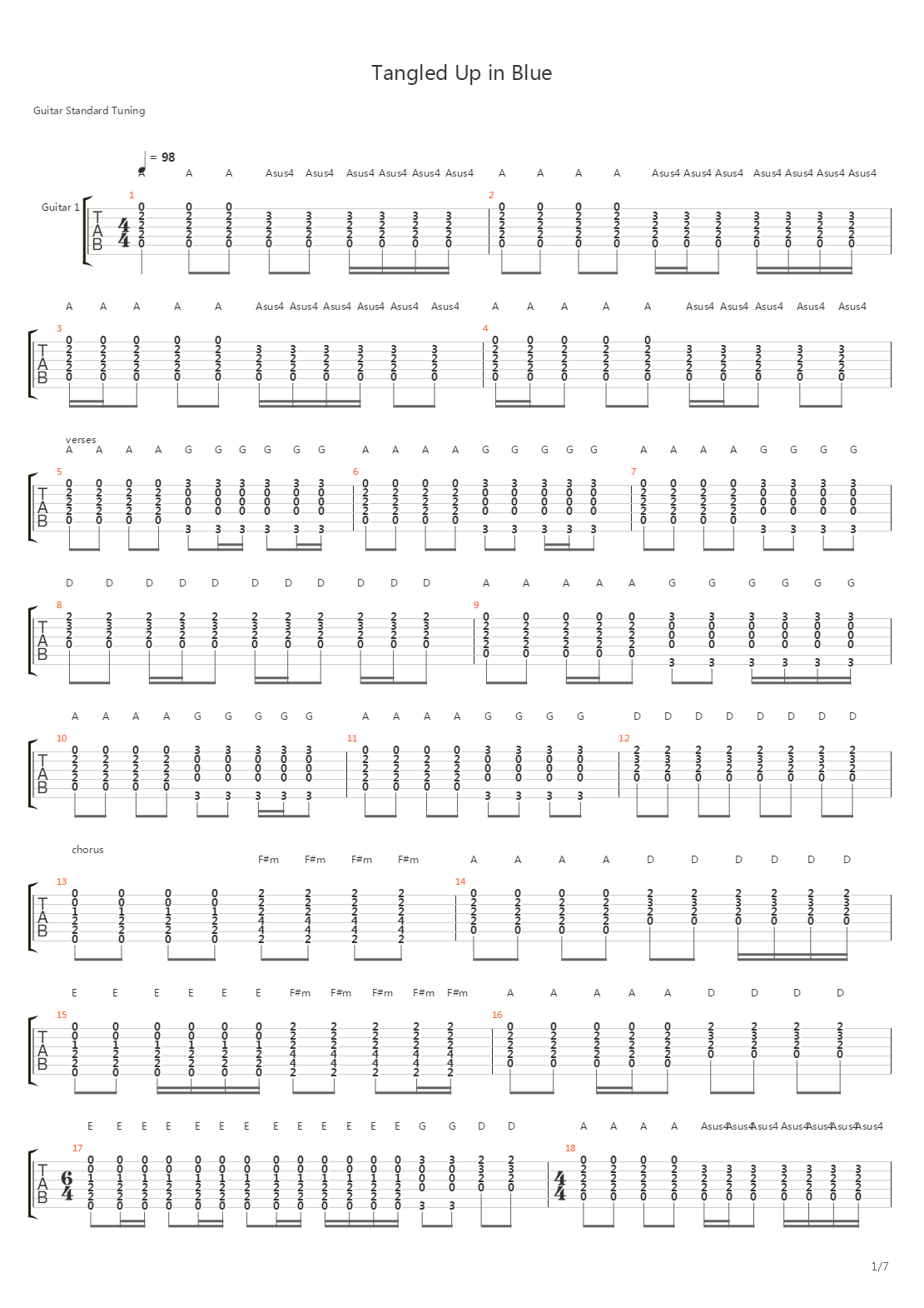 Tangled Up In Blue吉他谱