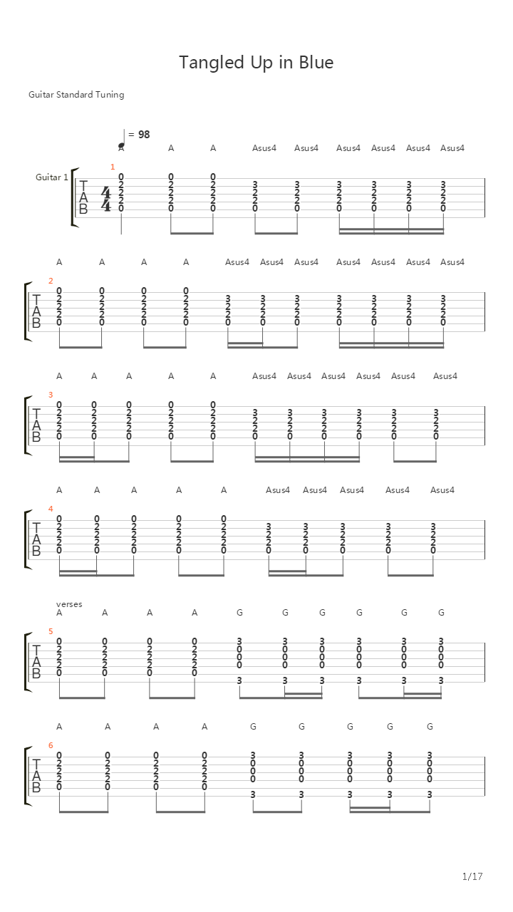Tangled Up In Blue吉他谱