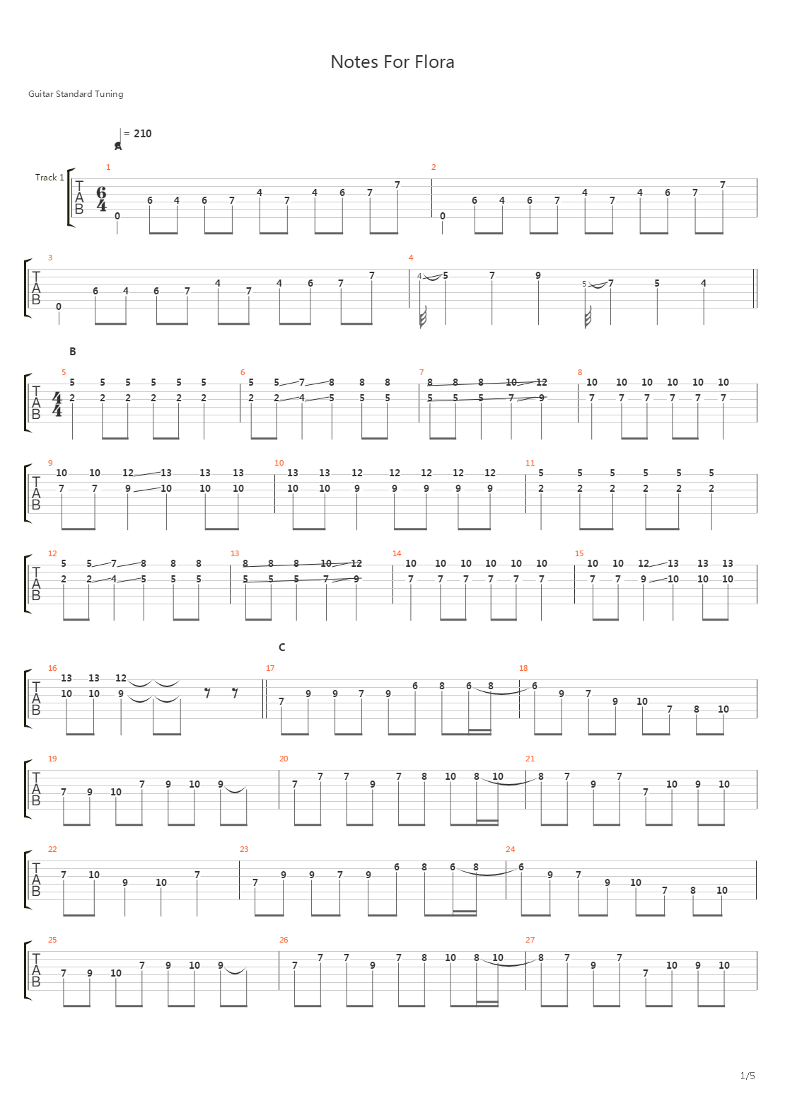 Notes For Flora吉他谱