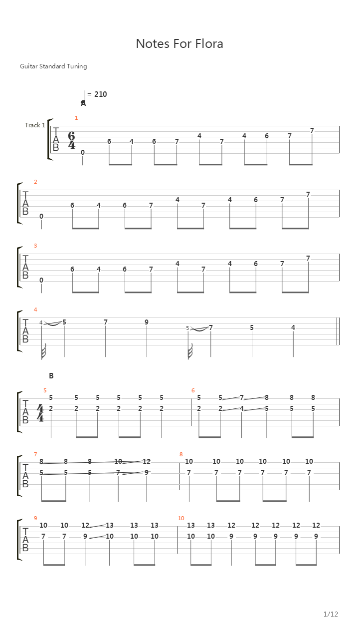 Notes For Flora吉他谱