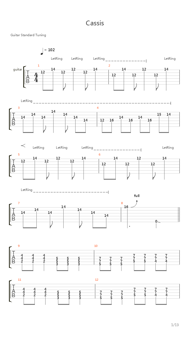 Cassis吉他谱