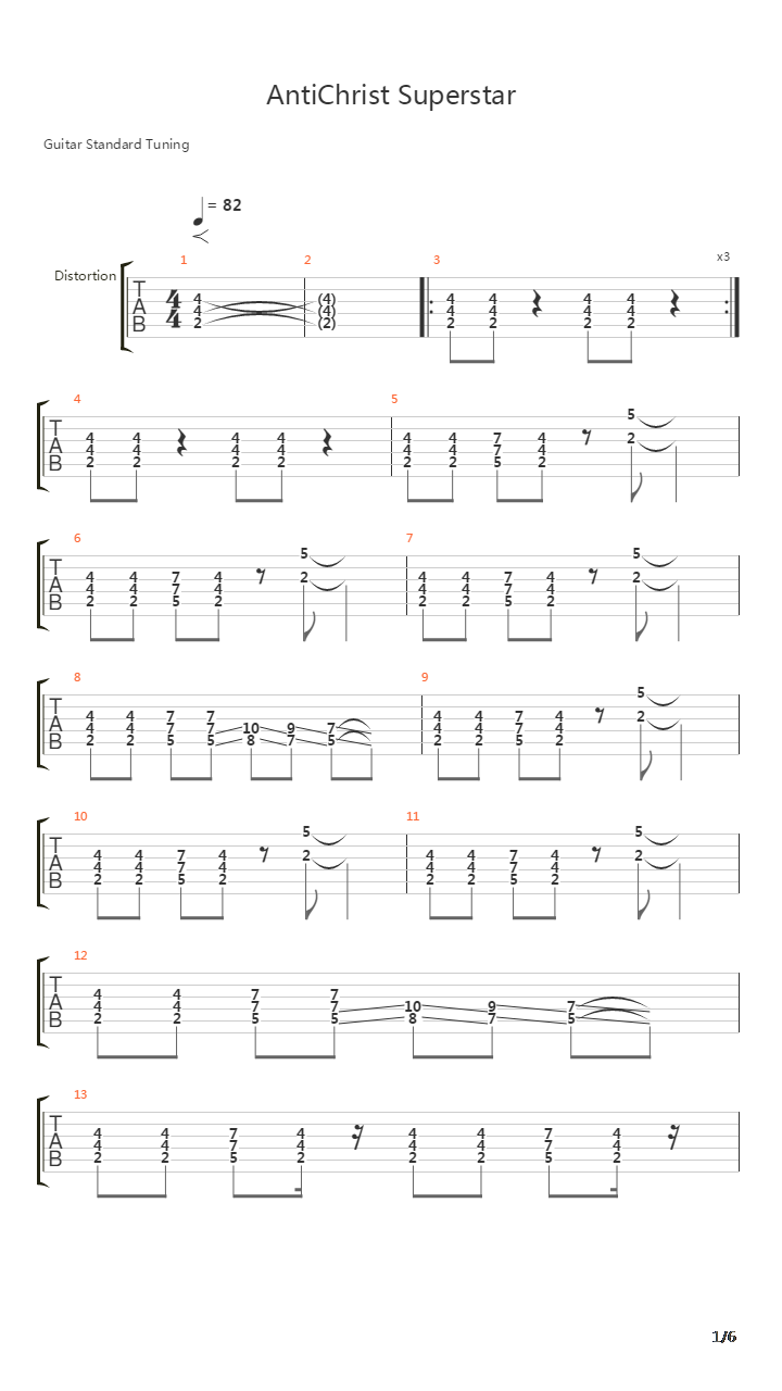 Antichrist Superstar吉他谱