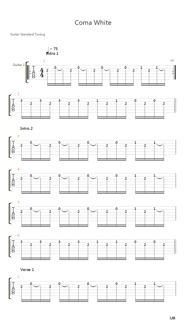 Coma White吉他谱