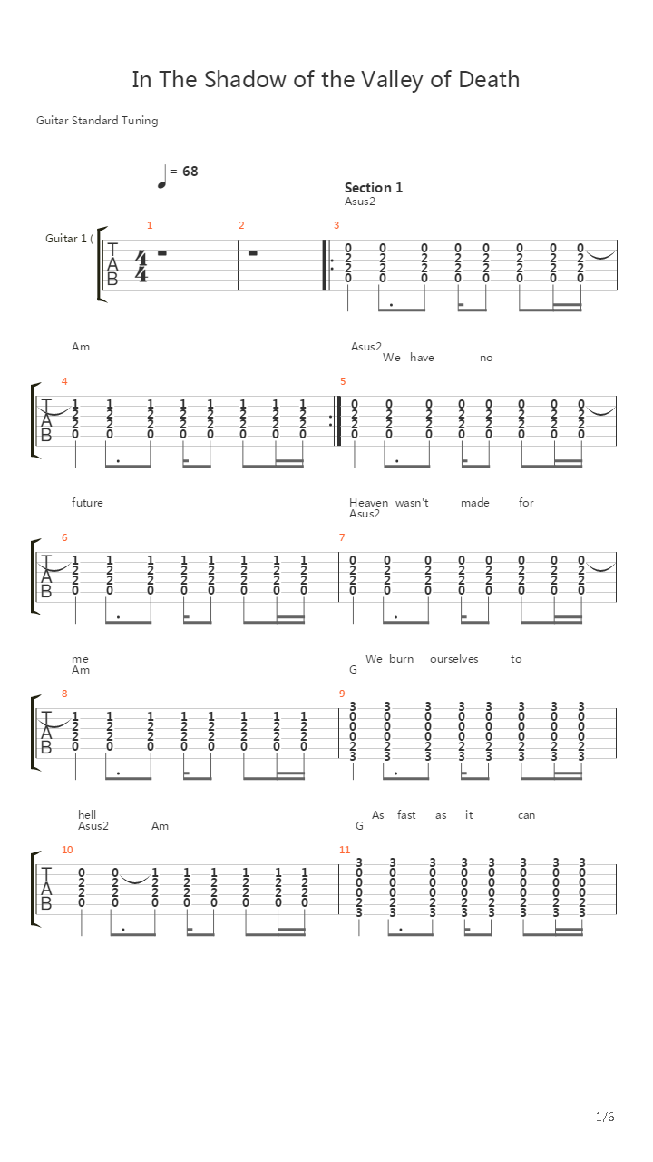 In The Shadow Of The Valley Of Death吉他谱