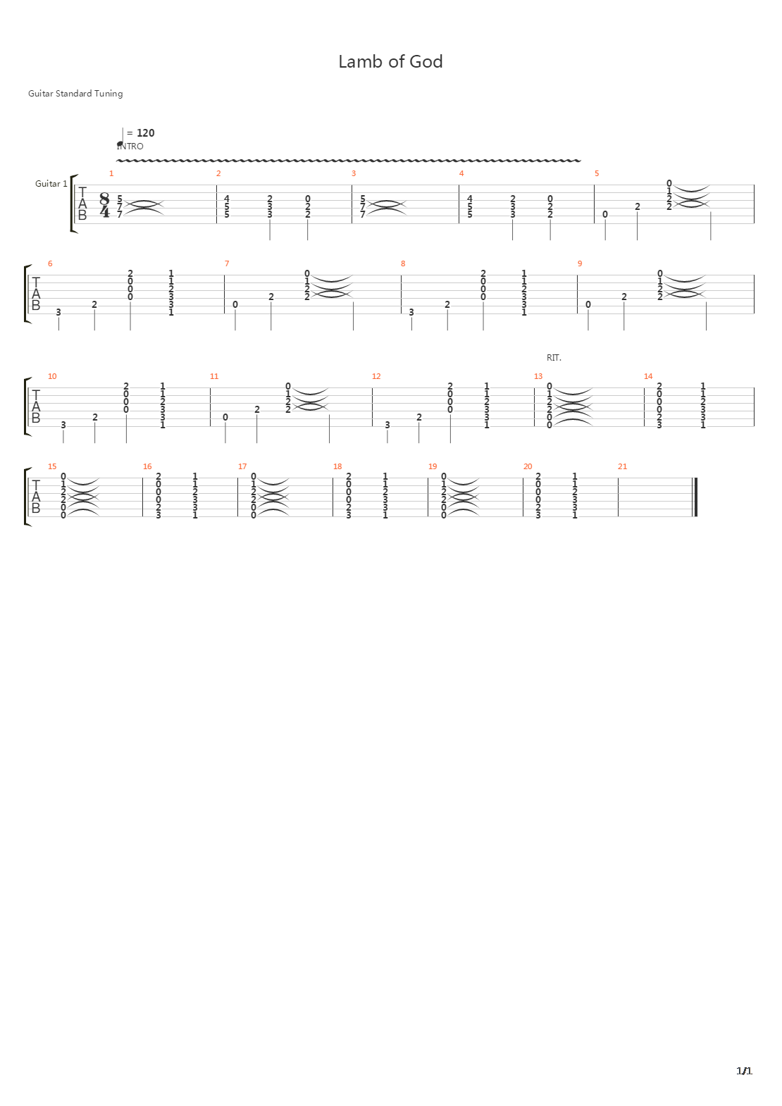Lamb of God吉他谱