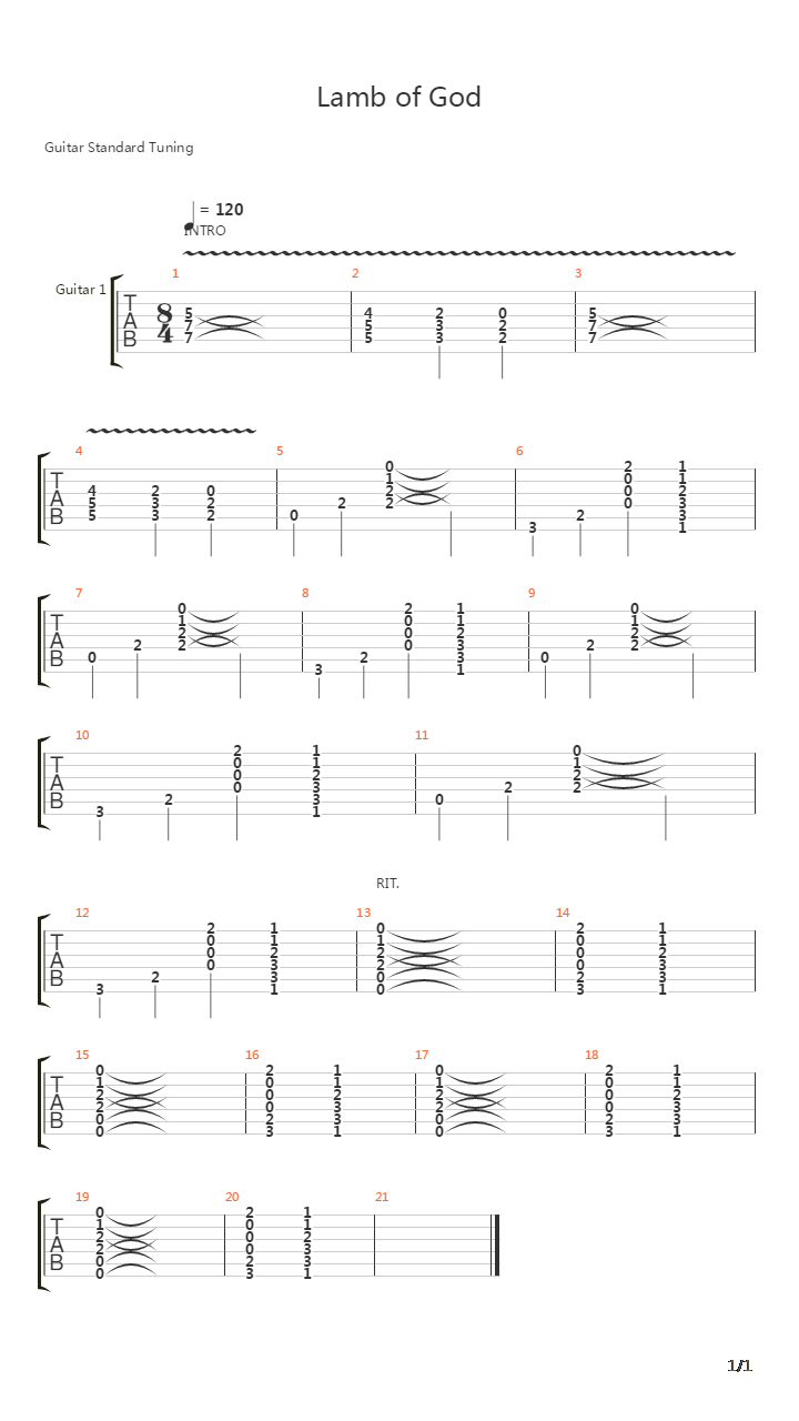 Lamb of God吉他谱