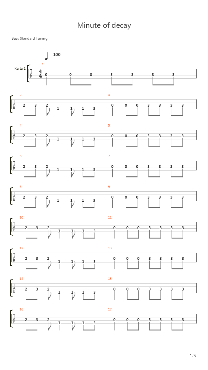 Minute Of Decay吉他谱