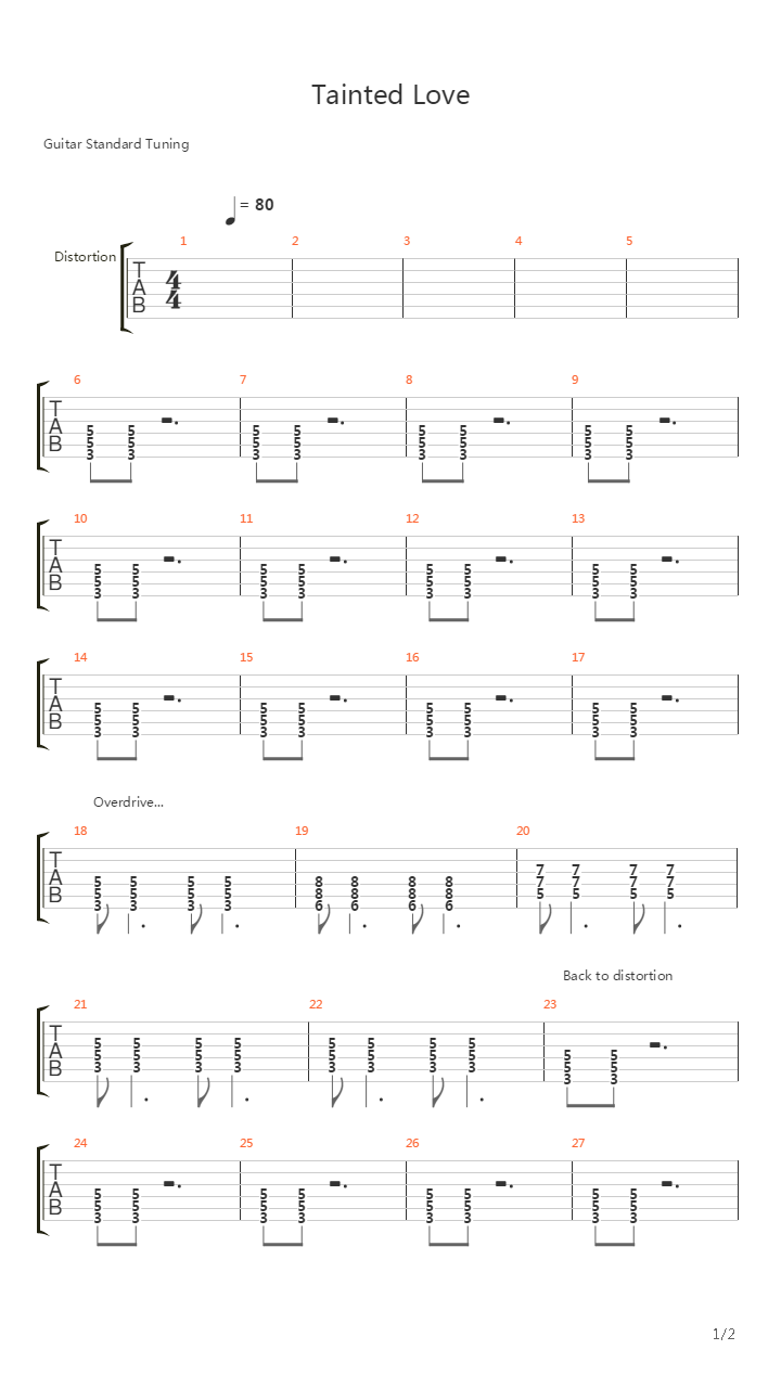 Tainted Love吉他谱