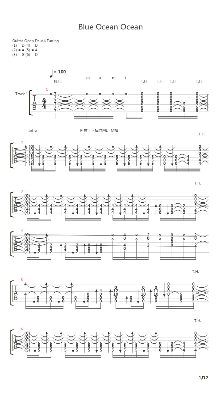 Big Blue Ocean吉他谱