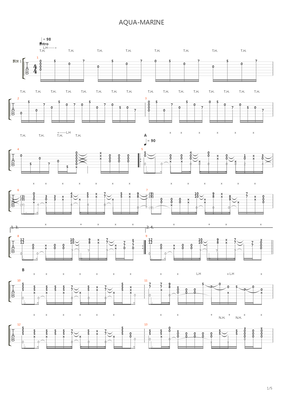 Aqua Marine吉他谱