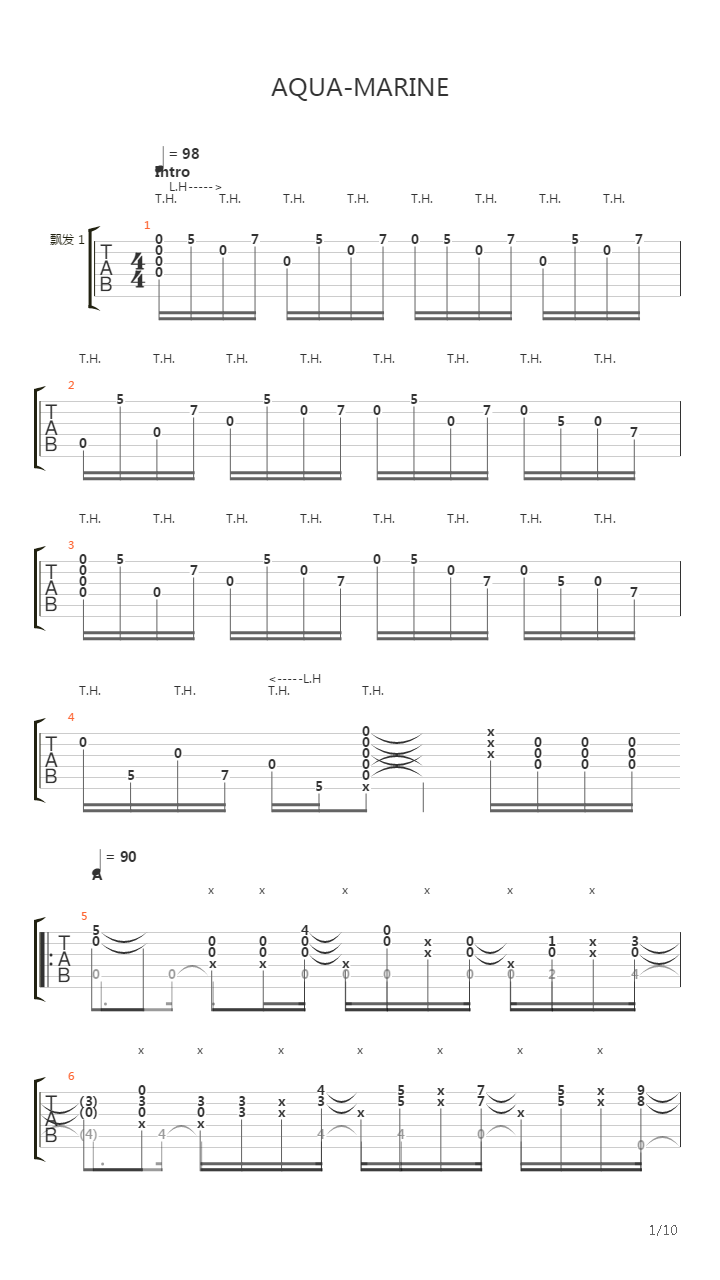 Aqua Marine吉他谱