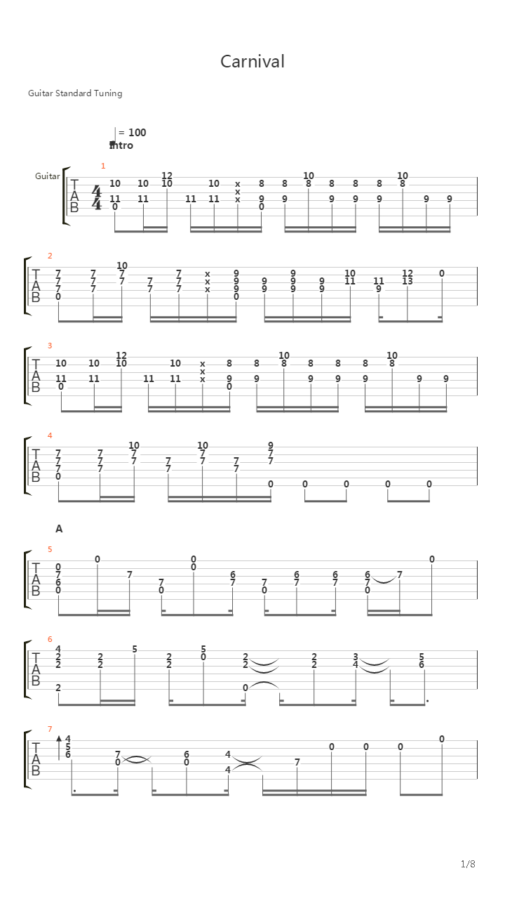 Carnival吉他谱