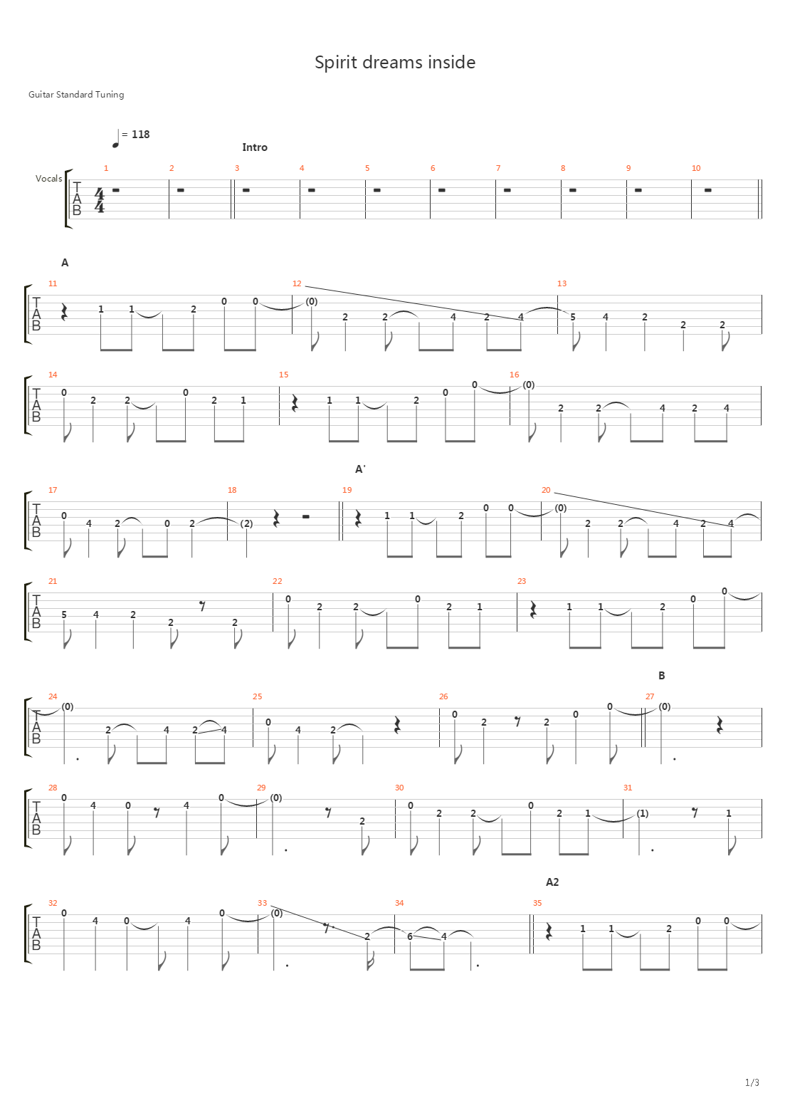 Spirit dreams inside吉他谱