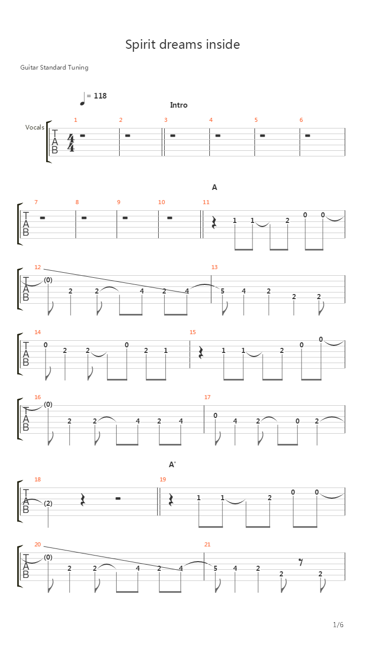 Spirit dreams inside吉他谱