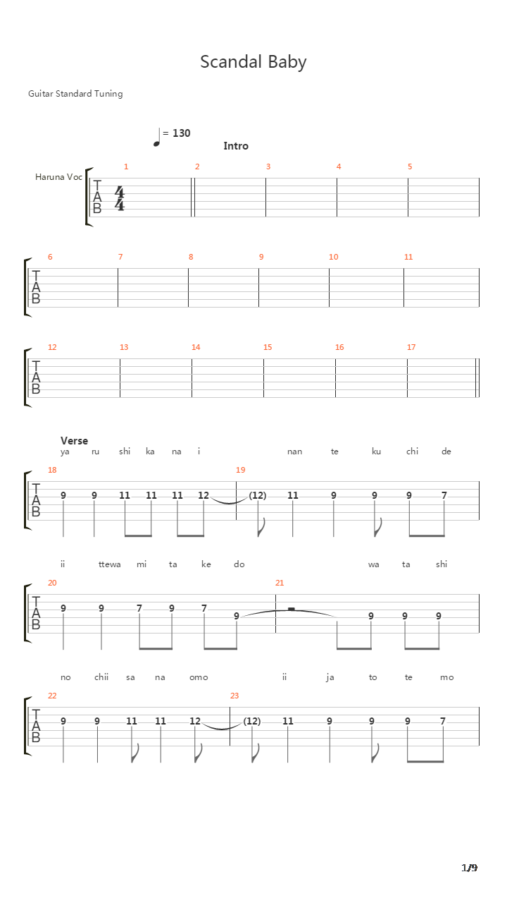 Scandal Baby吉他谱