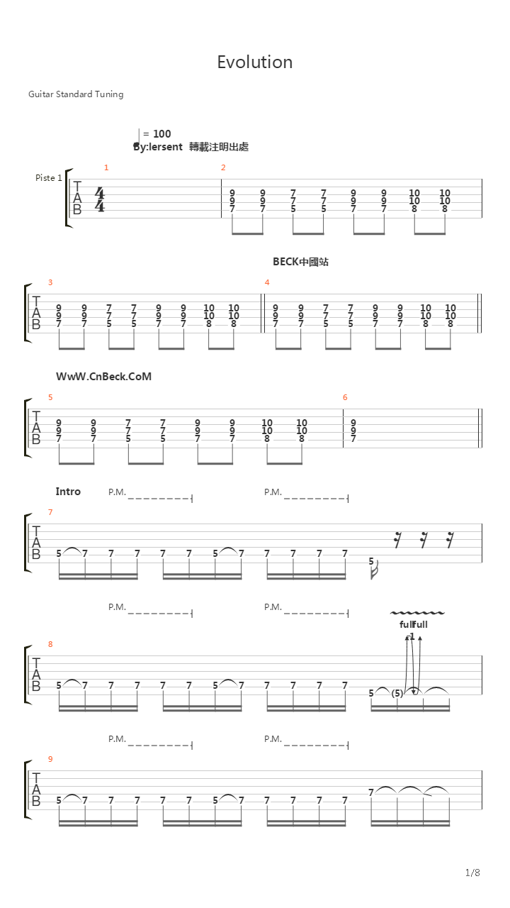 Beck - Evolution吉他谱