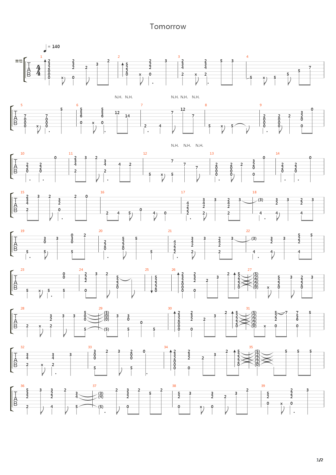 全金属狂潮 - Tomorrow吉他谱