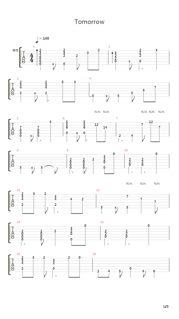 全金属狂潮 - Tomorrow吉他谱