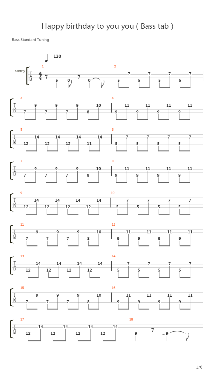 Happy Birthday To You吉他谱