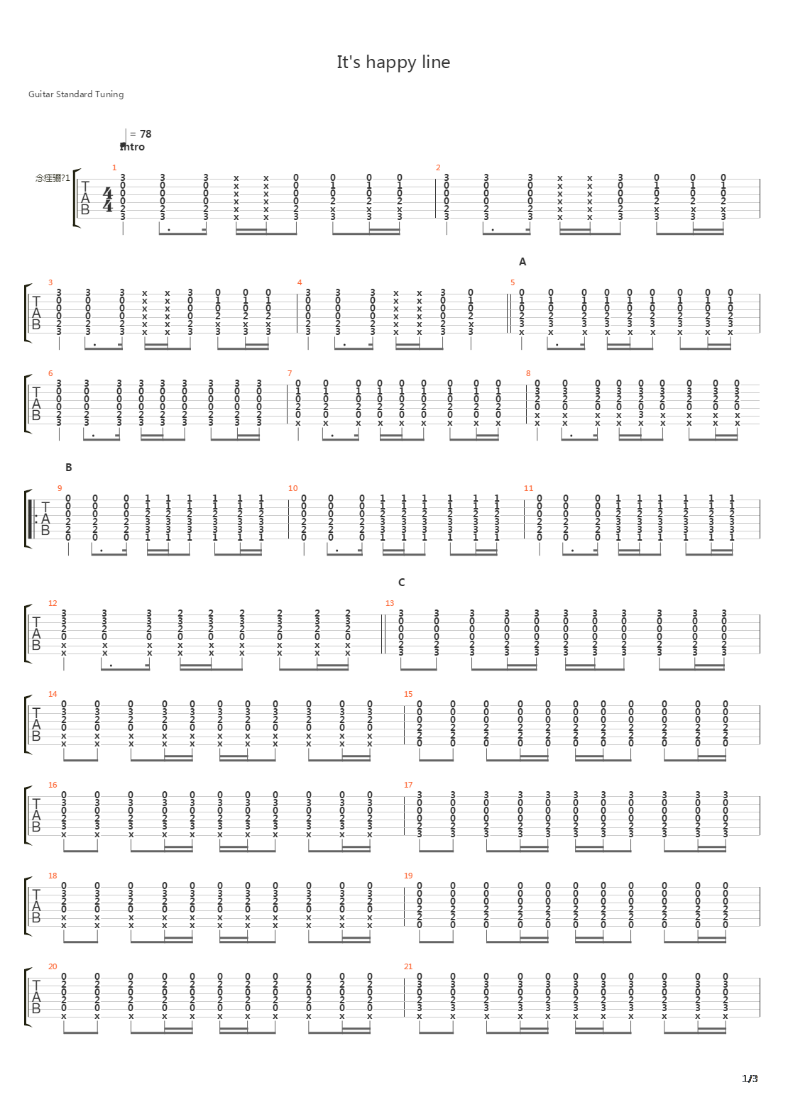 It's Happy Line吉他谱