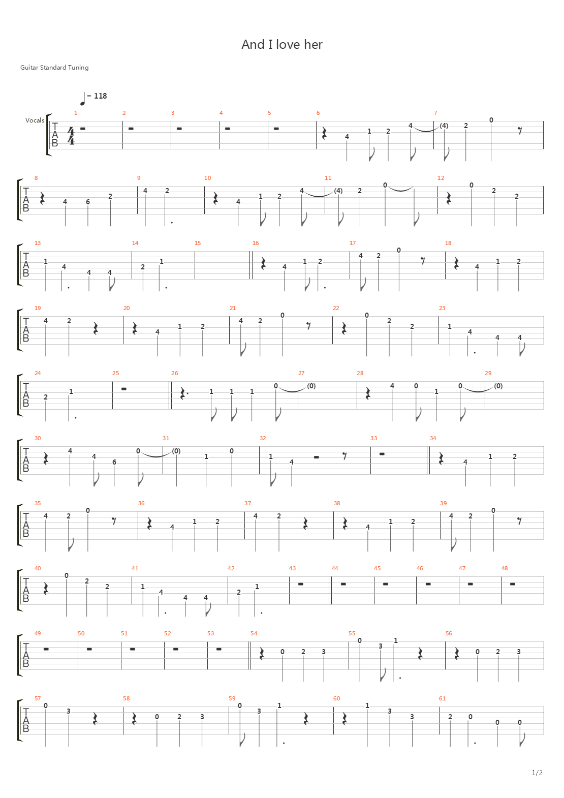 And I Love Her吉他谱