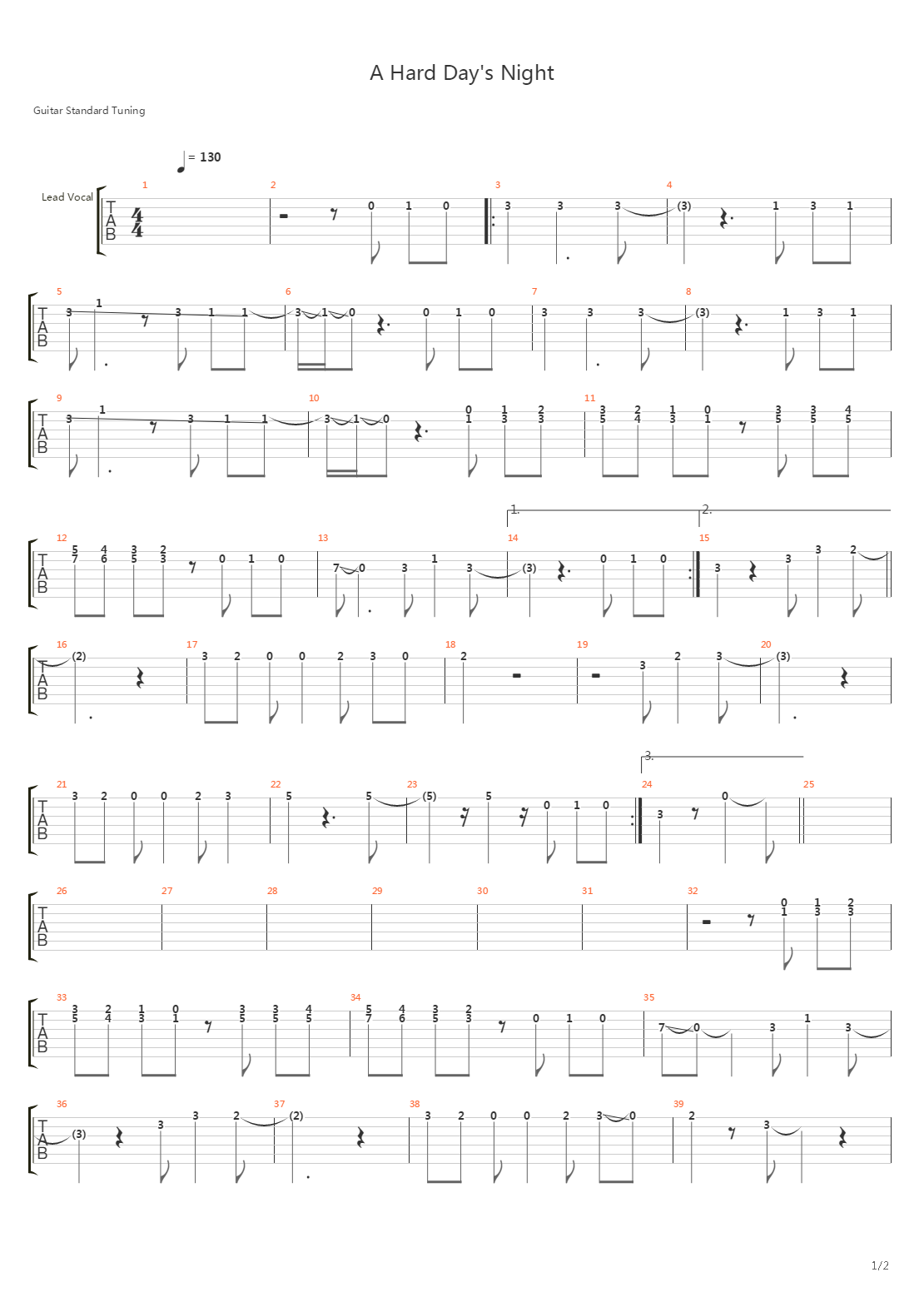 A Hard Days Night吉他谱