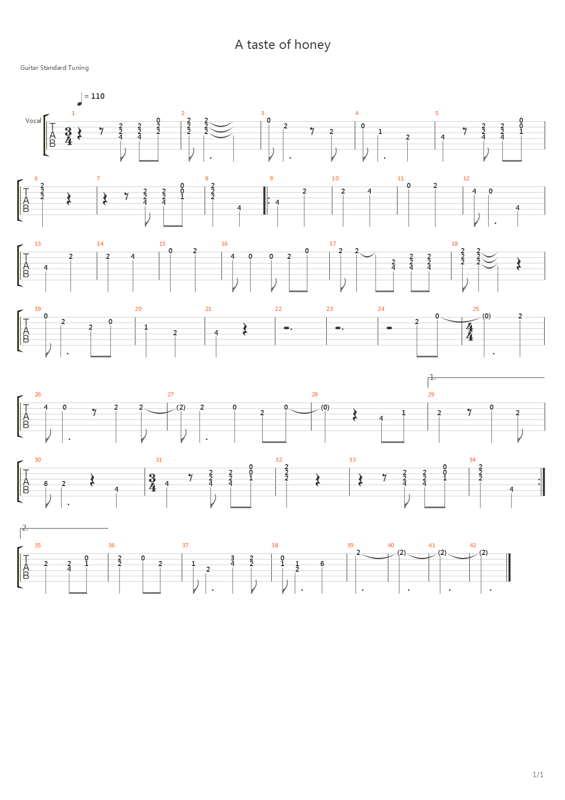 A Taste Of Honey吉他谱