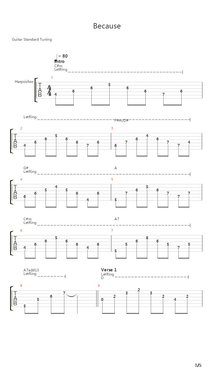Because吉他谱