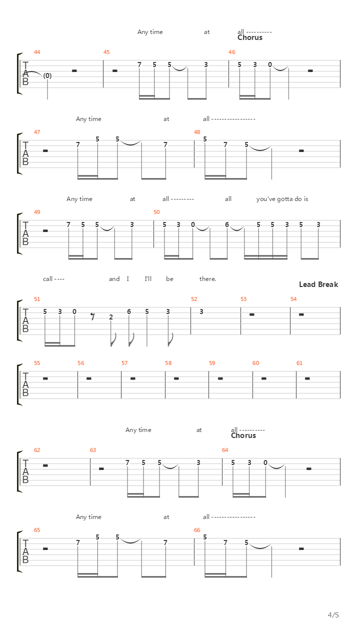 Anytime At All吉他谱