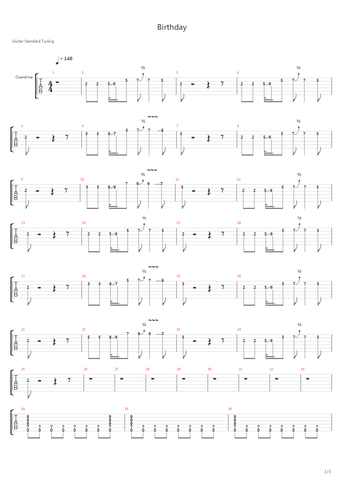 Birthday吉他谱