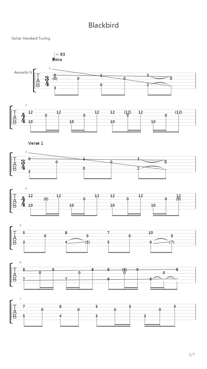 Blackbird吉他谱
