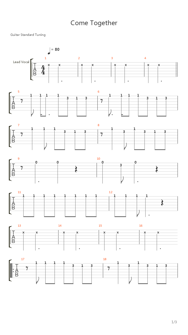 together吉他谱图片
