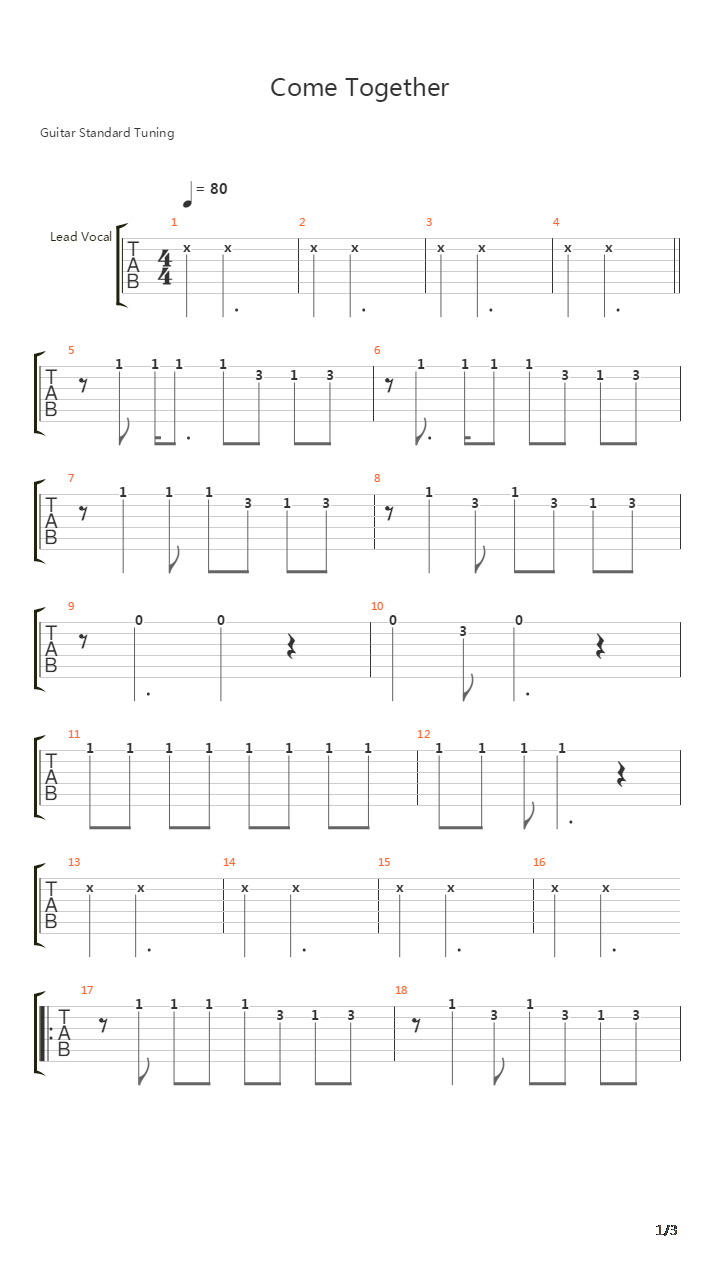 Come Together吉他谱