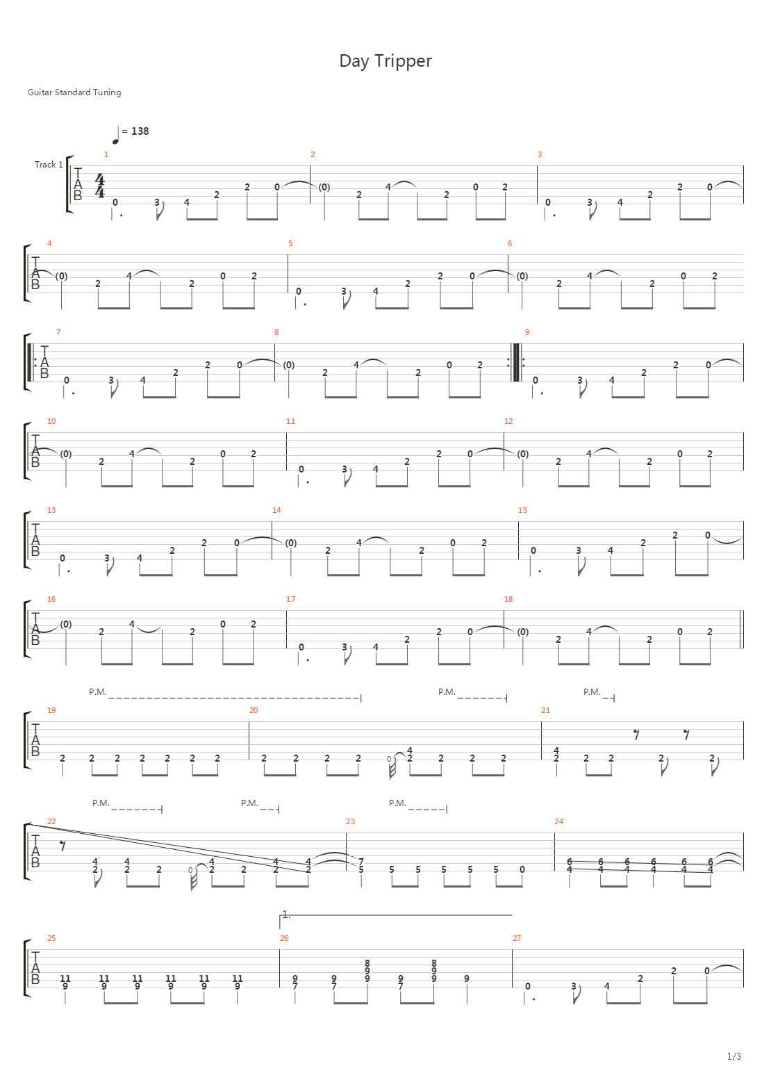 Day Tripper吉他谱