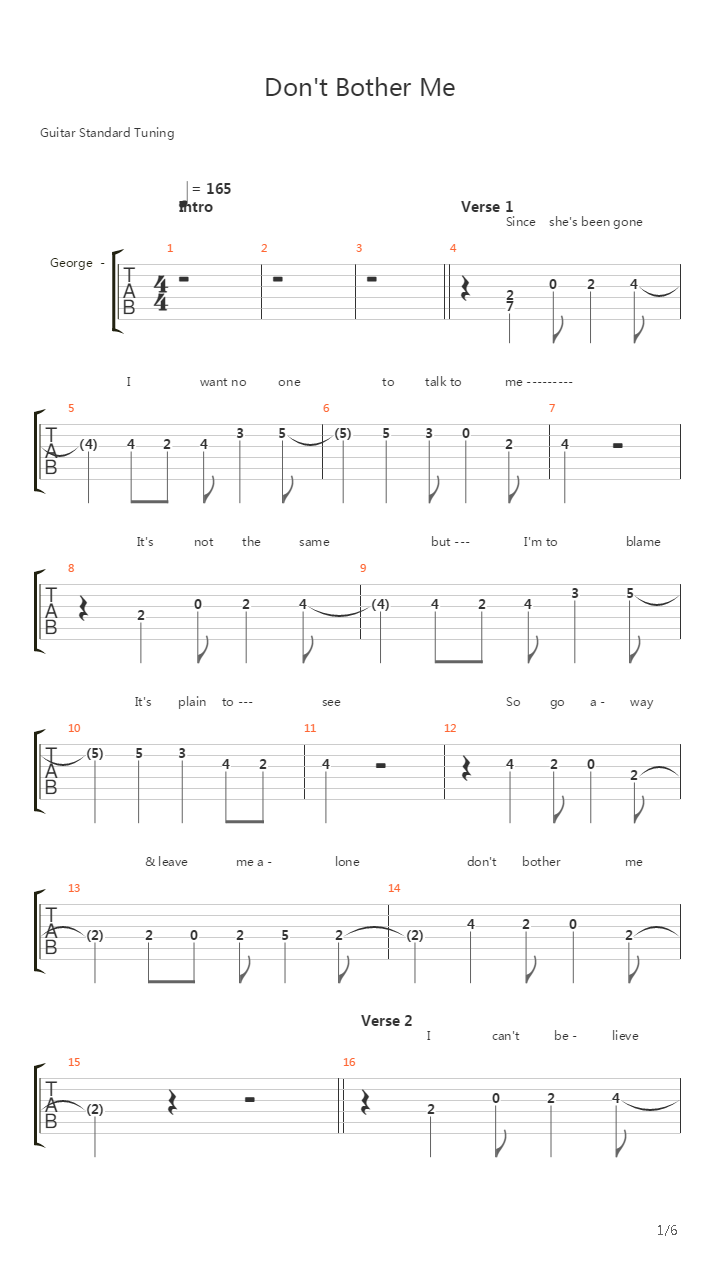 Dont Bother Me吉他谱