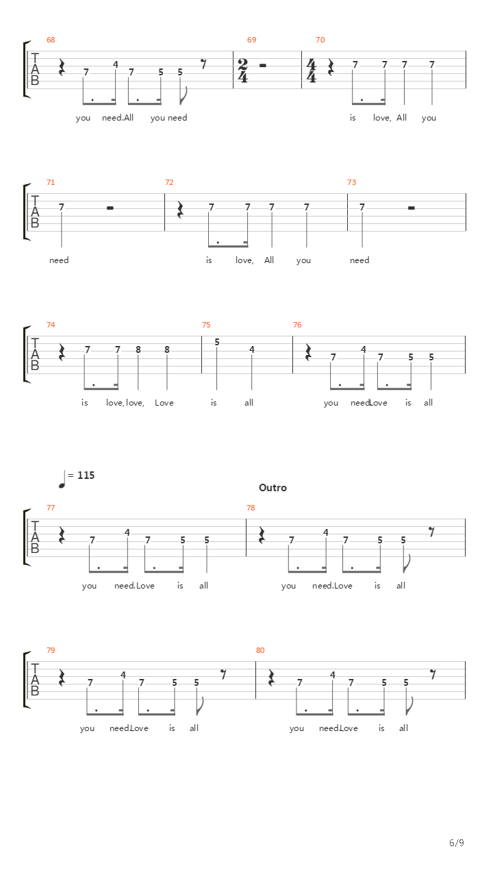 All You Need Is Love吉他谱