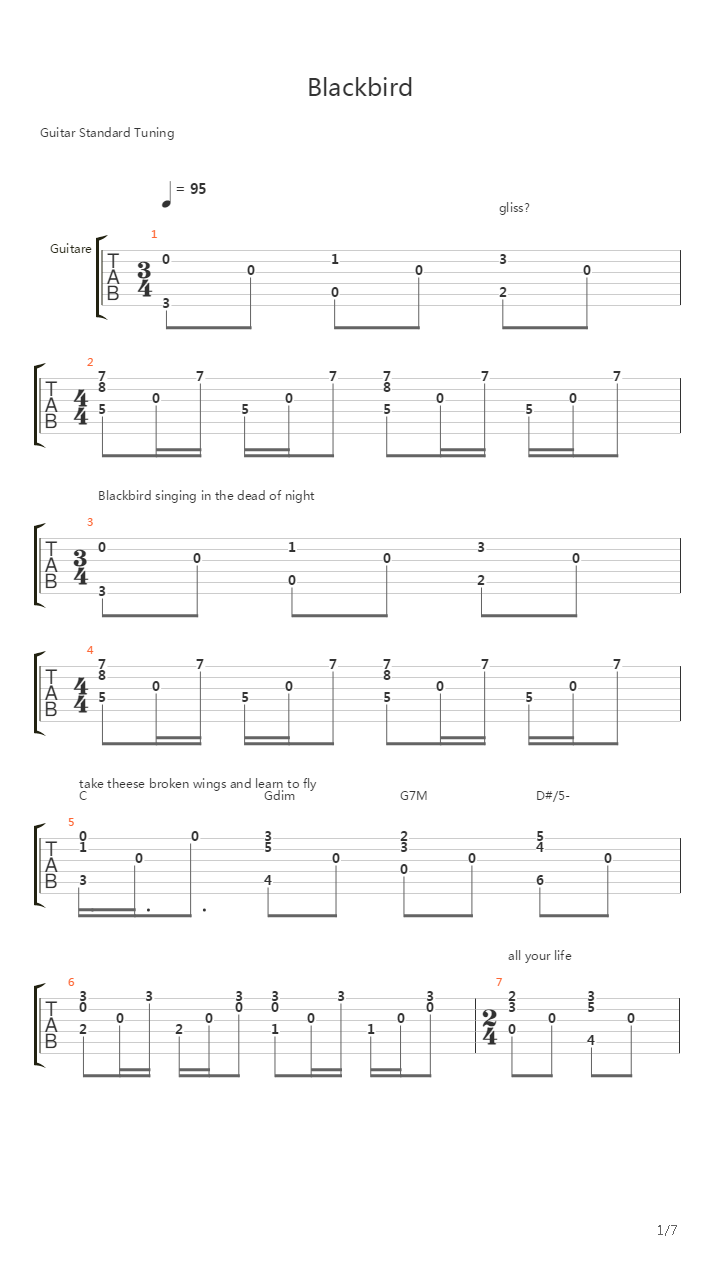 Blackbird吉他谱