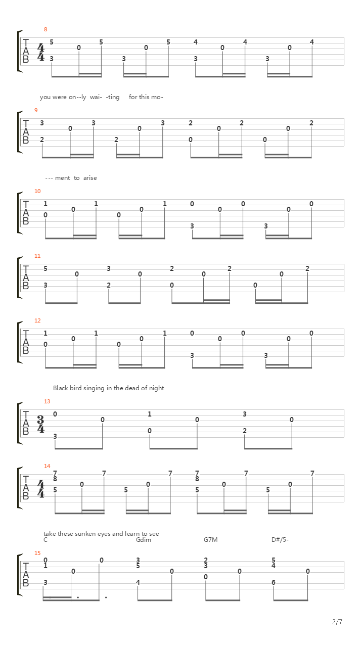 Blackbird吉他谱