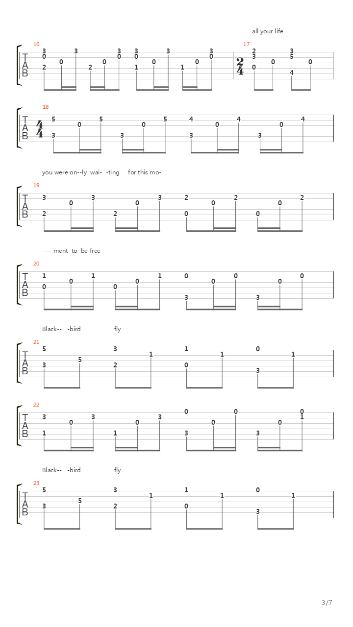 Blackbird吉他谱