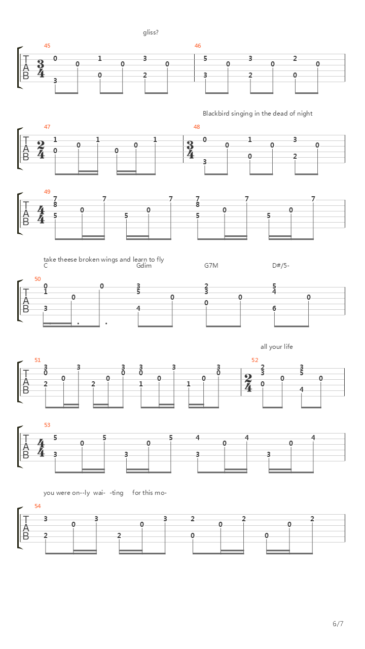 Blackbird吉他谱