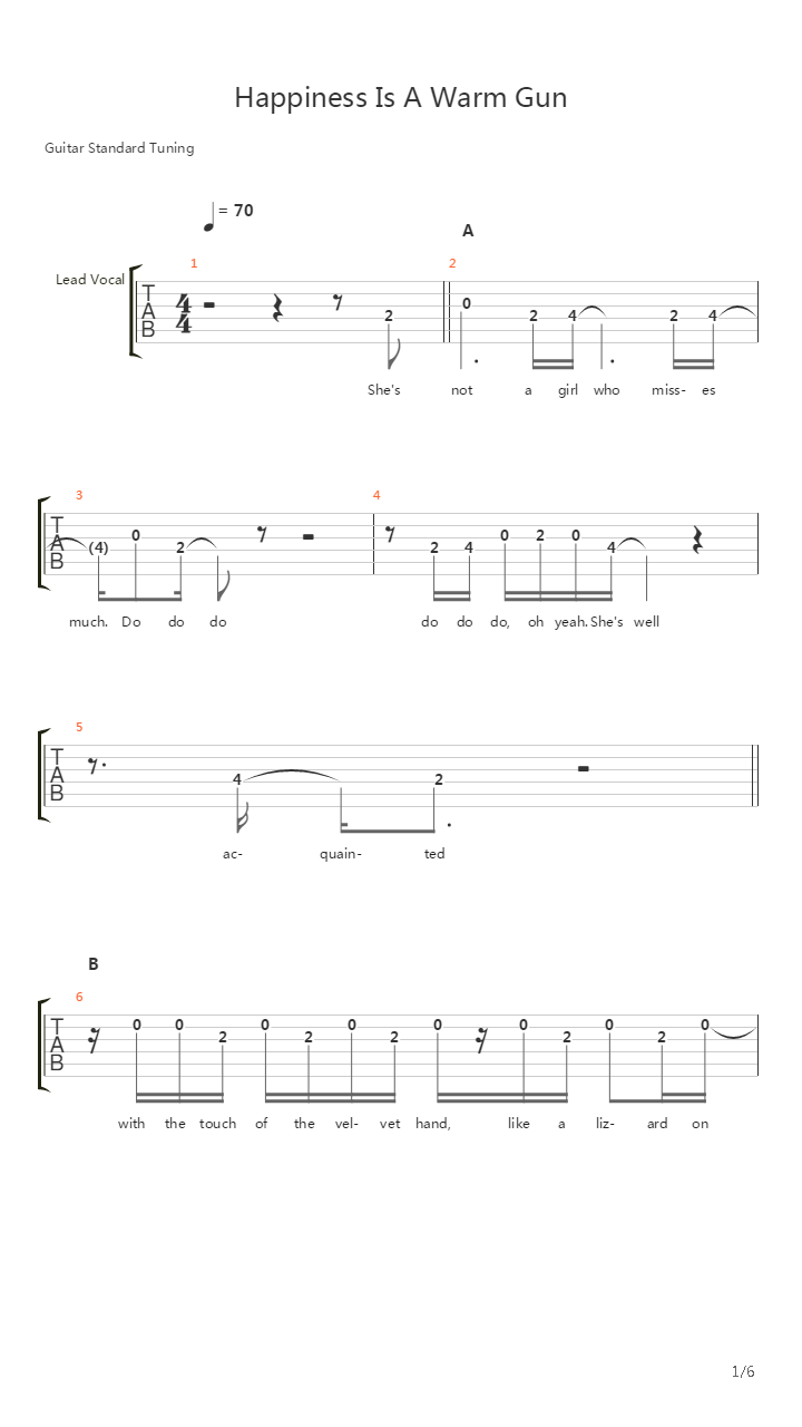 Happiness Is A Warm Gun吉他谱