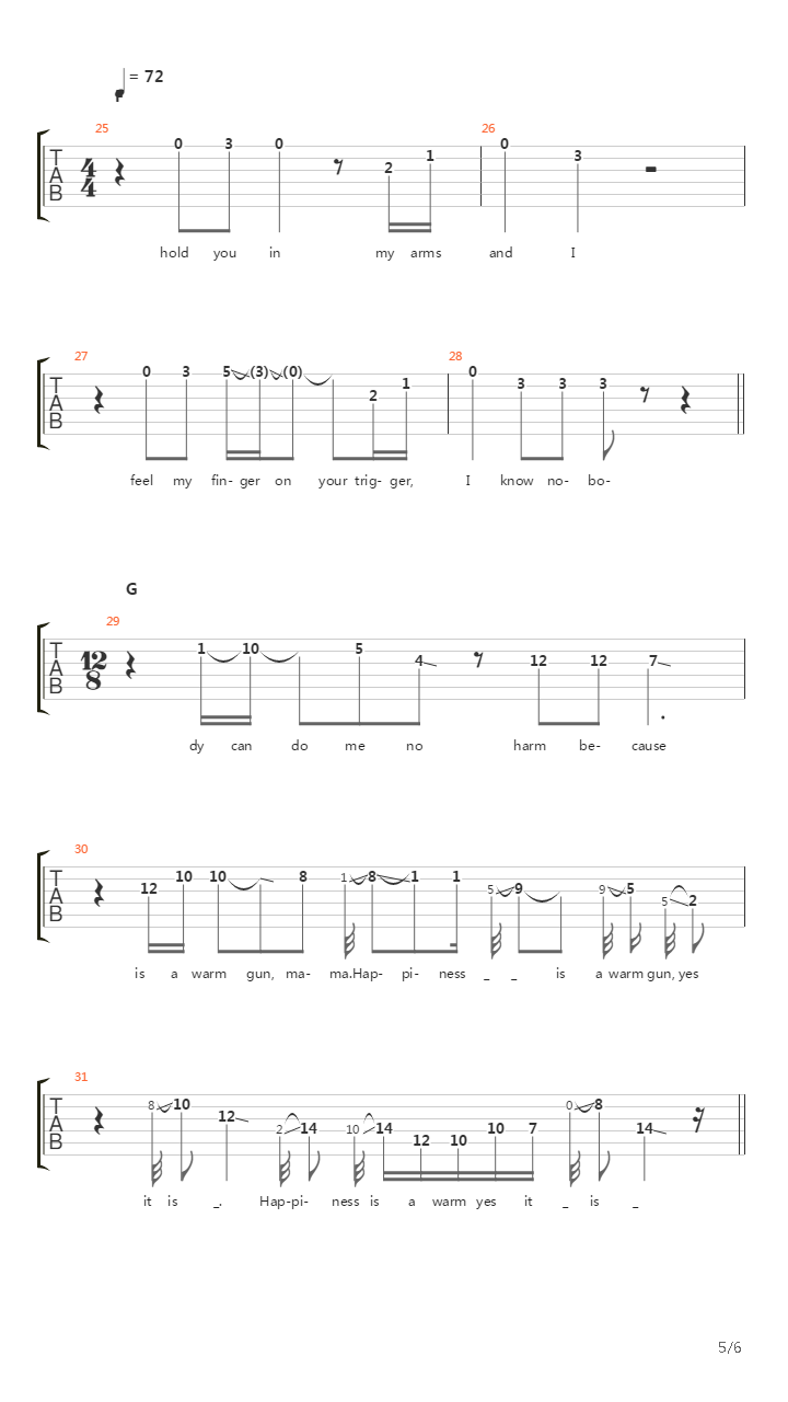 Happiness Is A Warm Gun吉他谱